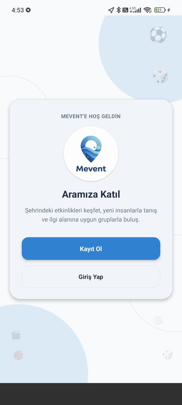 Mevent aramıza katıl ekranı